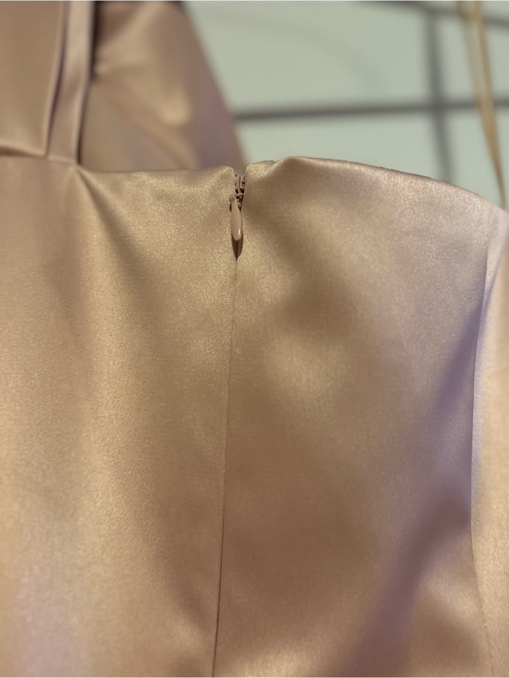 🌸Eliza J One-Shoulder Blush Satin Cocktail Dress with Beaded Waist - Picture 5 of 7